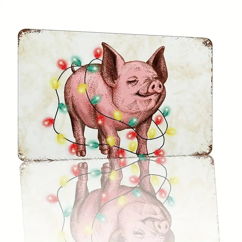 Pig in fairy lights