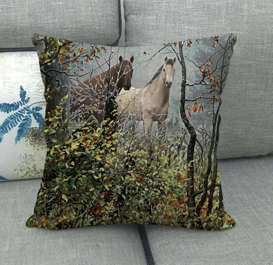 Horse Landscape Behind the Tree