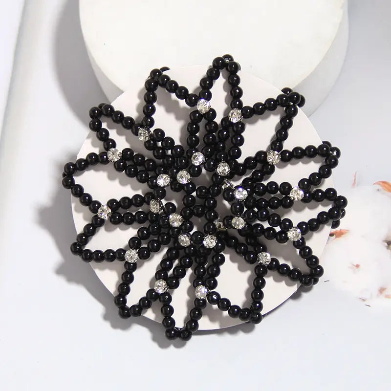 Bun Cover Beaded Black