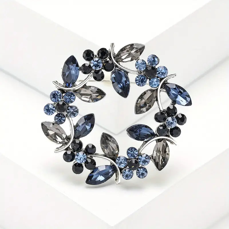 Brooch - Blue Flower Circle