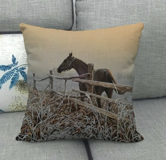 Horse Landscape by Fence