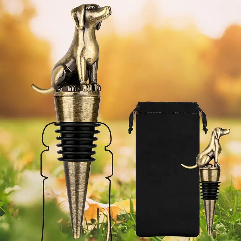 Wine Stopper Dog Bronze