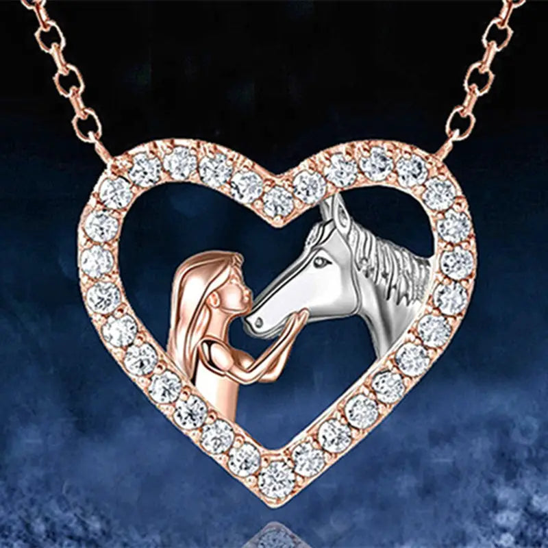 Necklace -Girl Kissing Horse