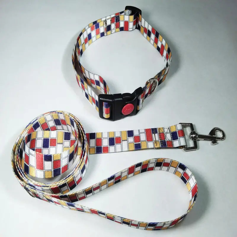 Dog Lead and Collar Set checked