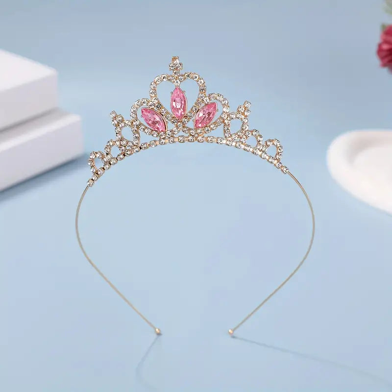 Tiara - Style 6 in Golden with Pink Stones