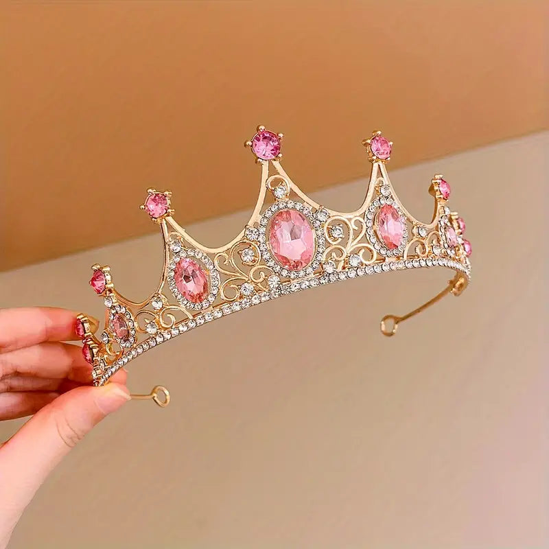 Tiara - Style 5 in Gold with Pink Stones