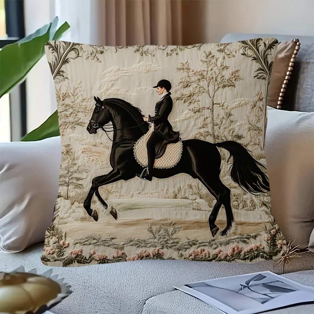Vintage Rider Cushion Cover