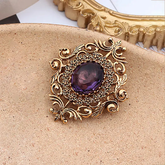 Brooch Retro style Purple Stone