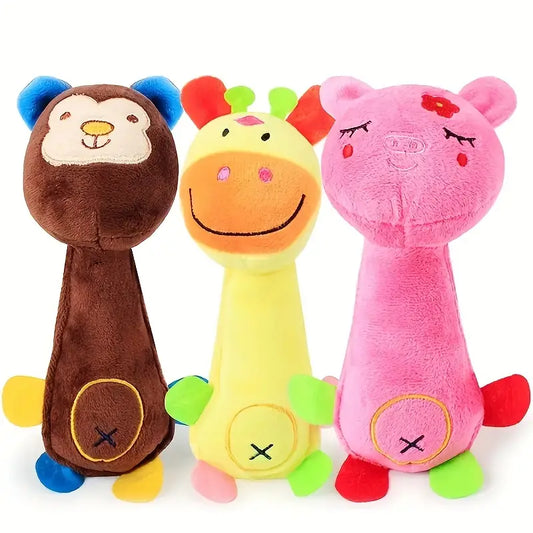 Dogs - Fun Chew Toy Pink Brown and Yellow (squeak)