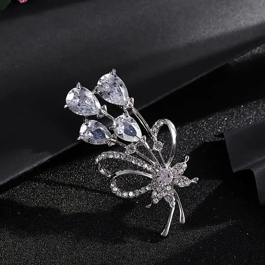 Brooch -Flowers in Rhinestones