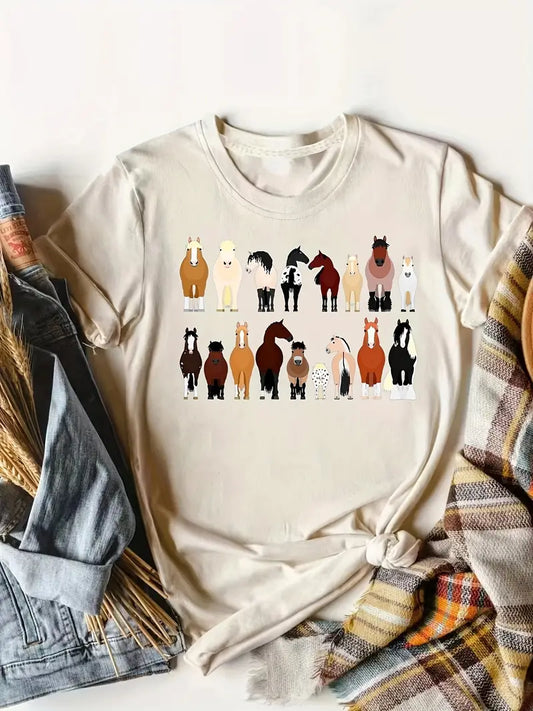 Horse T-shirts in Pale Apricot