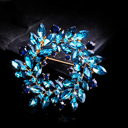 Brooch - Wreath Green Blue and Purple