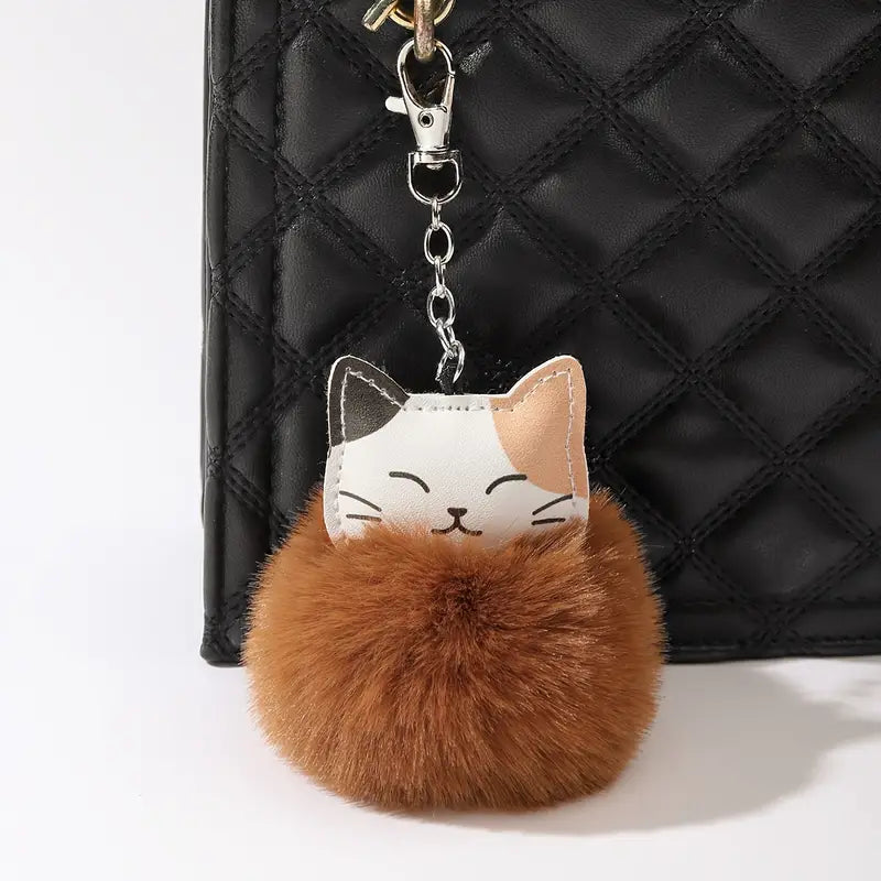 Key Ring Cat Pom Pom Various Colours