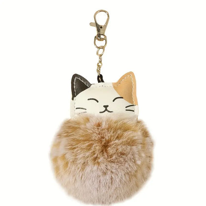 Key Ring Cat Pom Pom Various Colours