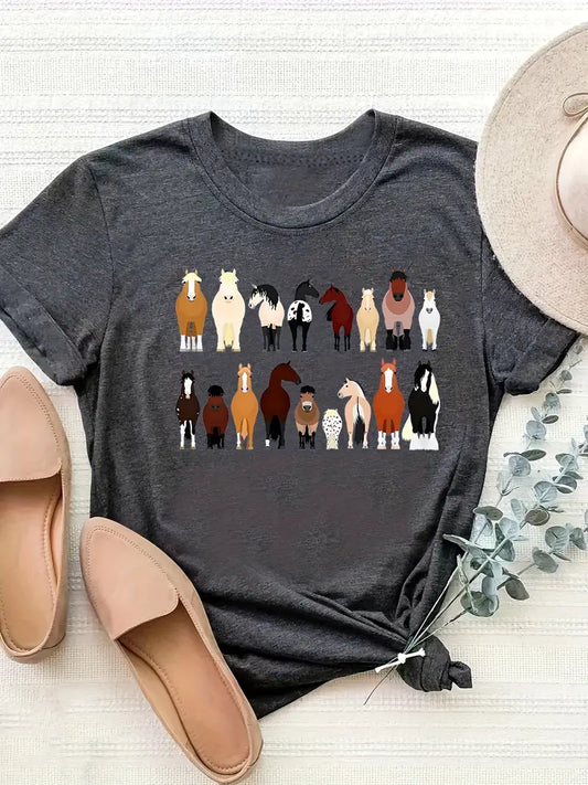 Horse T-shirts in Dark Grey