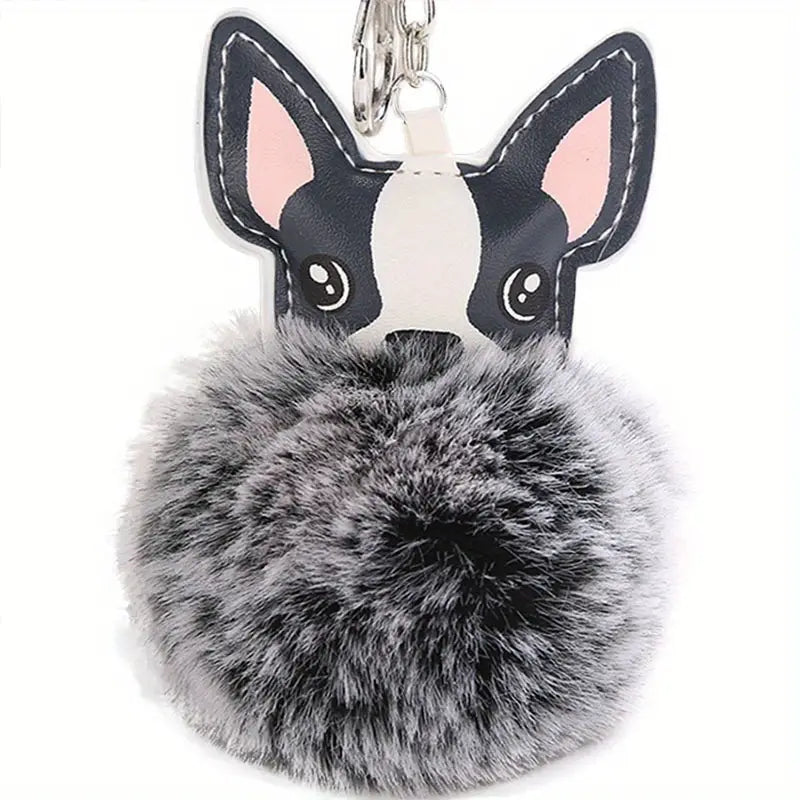 Key Ring Dog Fluffy available in pink grey blue & red