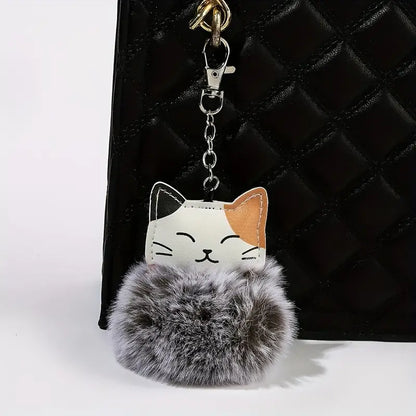Key Ring Cat Pom Pom Various Colours