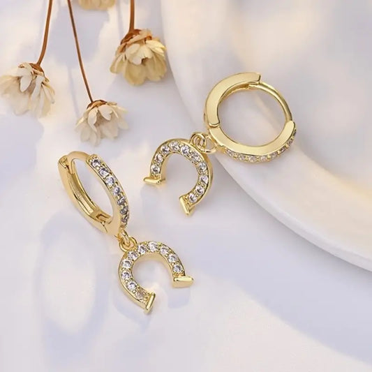 Earrings - Drop Horse Shoe Gold, Rose Gold or Silver