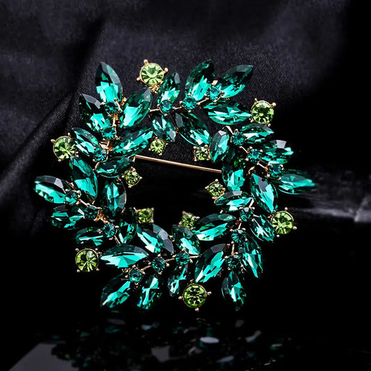 Brooch - Wreath Green Blue and Purple