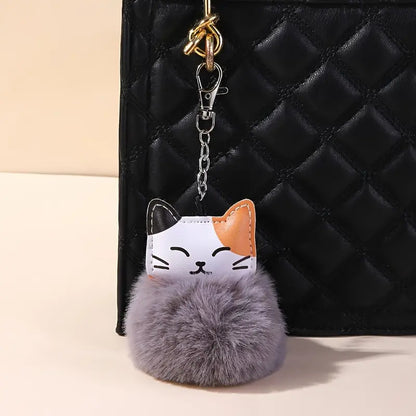 Key Ring Cat Pom Pom Various Colours