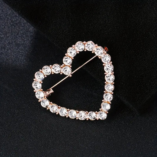 Brooch -large heart shape rhinestones