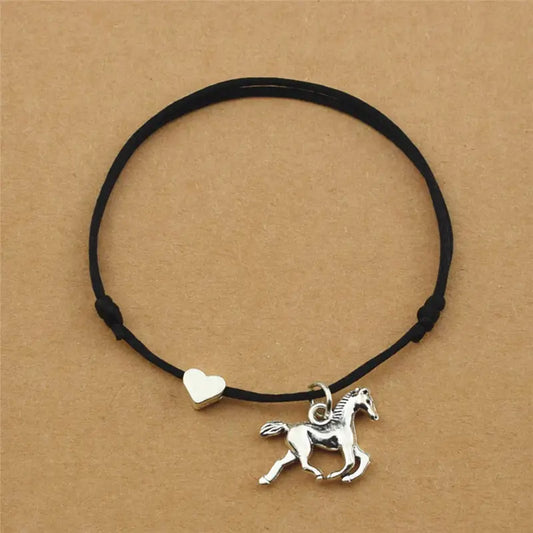 Bracelet - Simple leather tie with horse charm