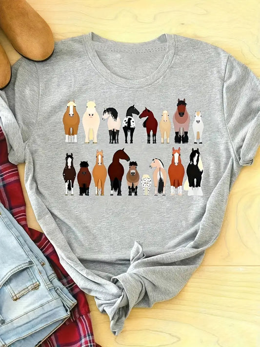 Horse T-shirts in Pale Grey
