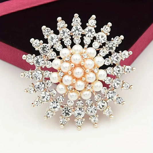 Brooch - Rhinestones and faux pearls