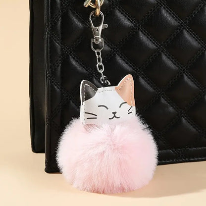 Key Ring Cat Pom Pom Various Colours