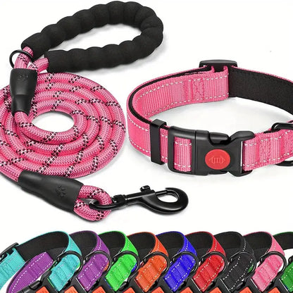 Dog Lead and Collar Set Blue or Pink
