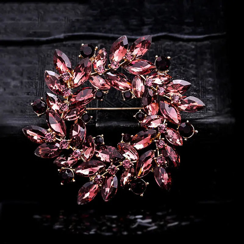 Brooch - Wreath Green Blue and Purple