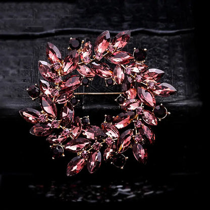 Brooch - Wreath Green Blue and Purple