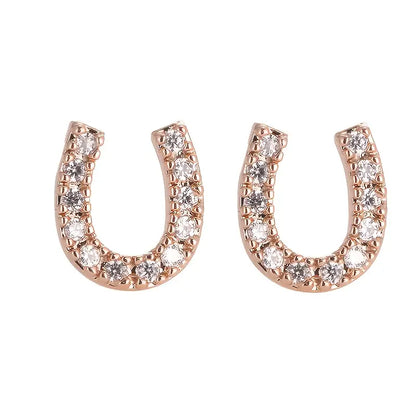 Tiny Horse Shoe Studs in Rose Gold or Silver
