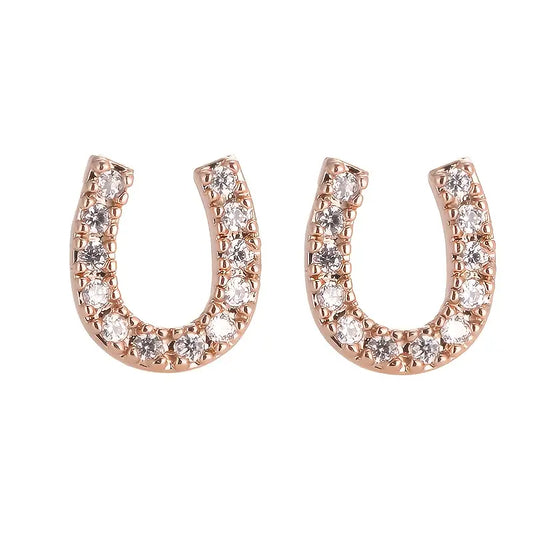 Tiny Horse Shoe Studs in Rose Gold or Silver