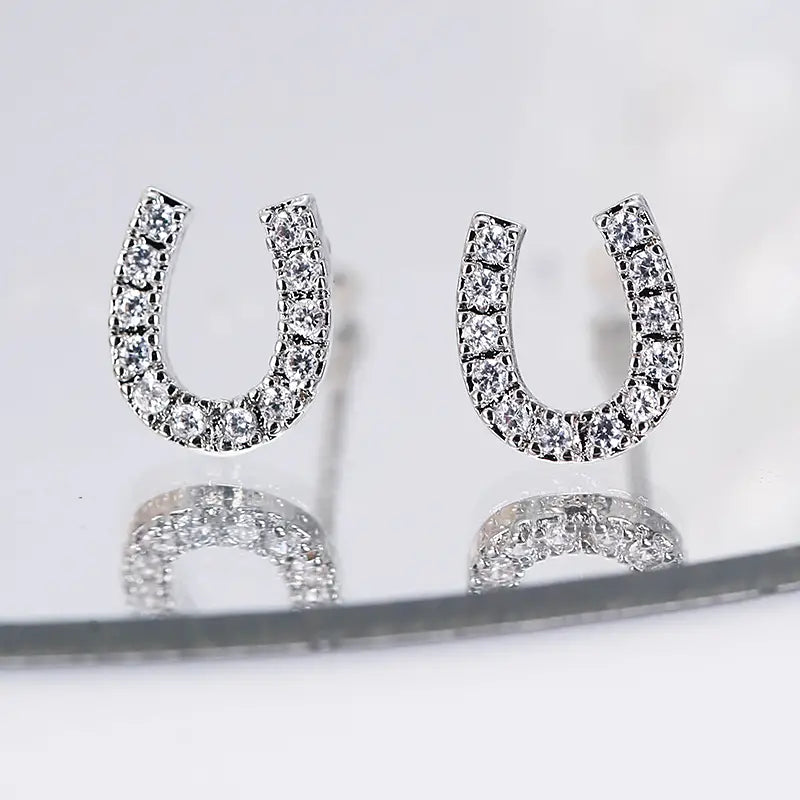 Tiny Horse Shoe Studs in Rose Gold or Silver