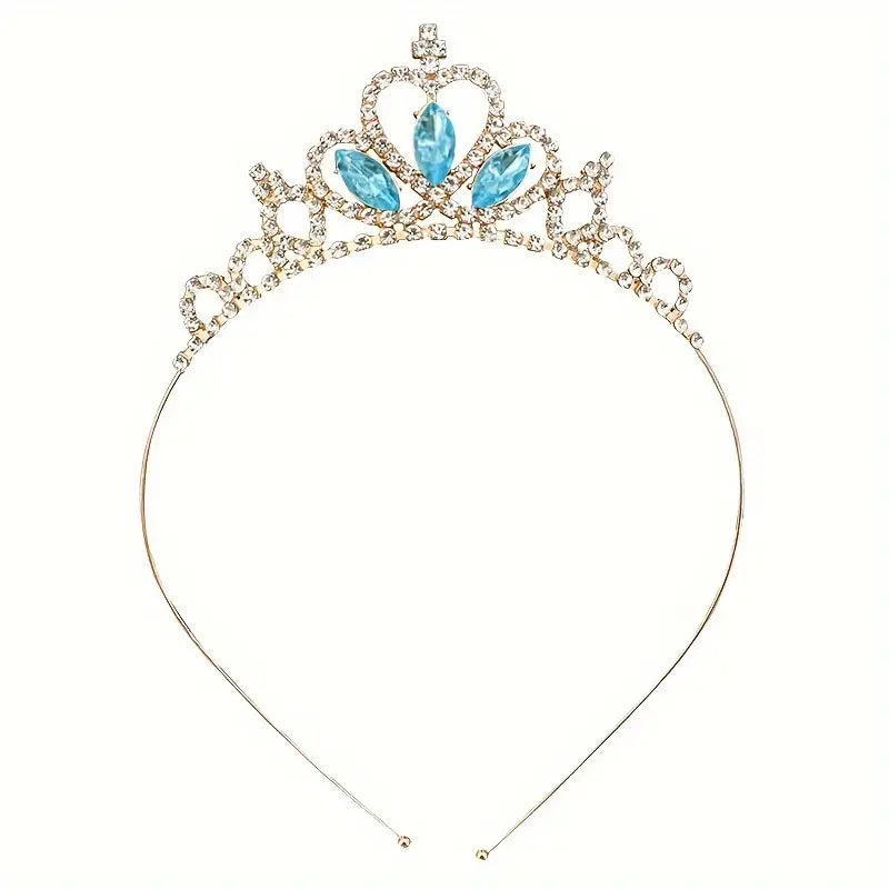 Tiara - Style 7 in Golden with Blue Stones