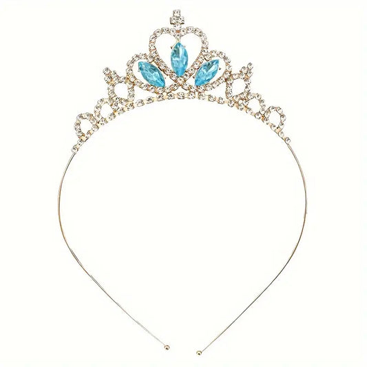 Tiara - Style 7 in Golden with Blue Stones