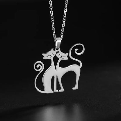 Necklace -Two Cats Gold or Silver