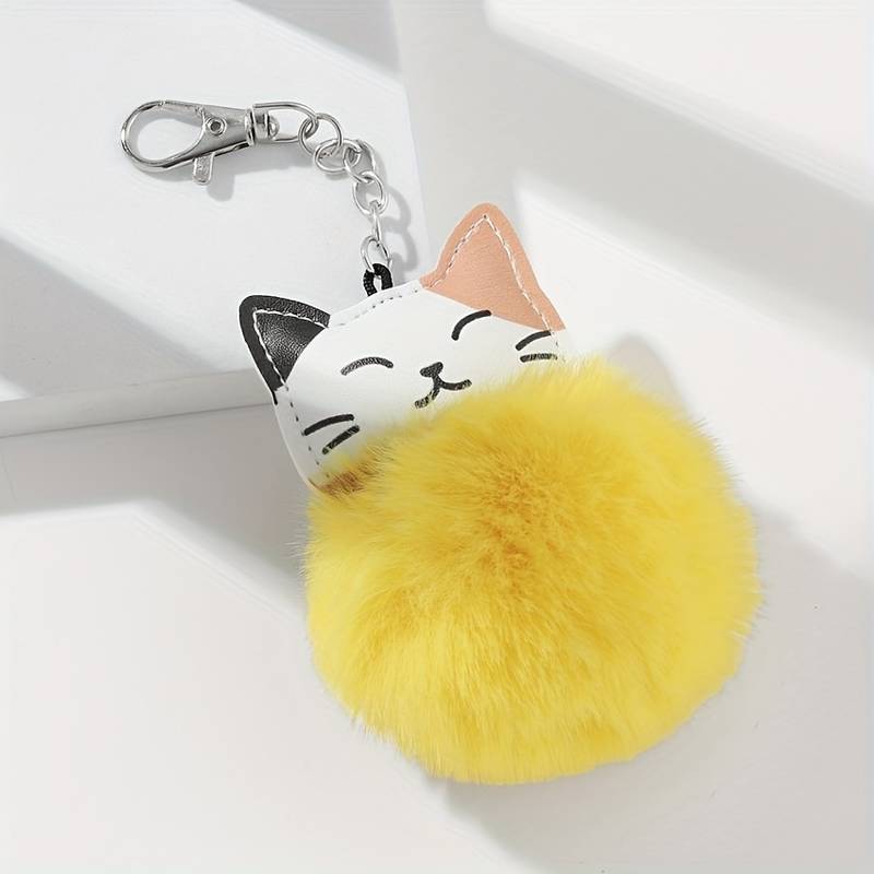 Key Ring Cat Pom Pom Various Colours
