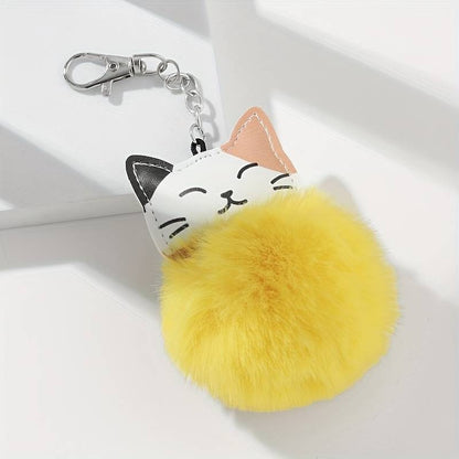 Key Ring Cat Pom Pom Various Colours